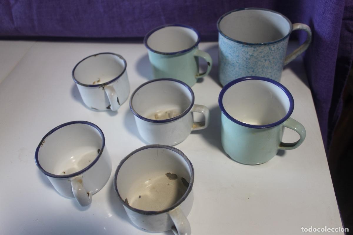 Vintage: TAZAS DE LOZA ESMALTADA
