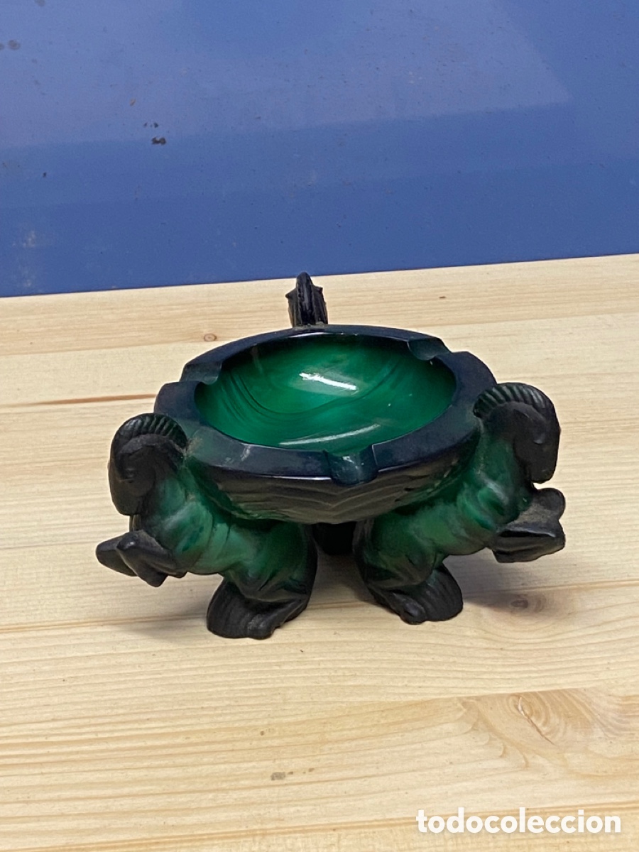 Vintage: Cenicero Cristal verde malaquita Schlevogt Ingrid Heinrich Hoffman Chequia a&ntilde;os 30
