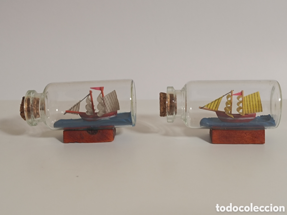 Vintage: Barquitos en botella de cristal - Foto 1