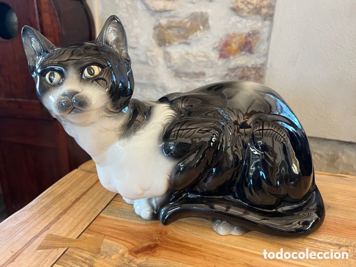 Vintage: GATO DE PORCELANA DE MANISES. HISPANIA 1984
