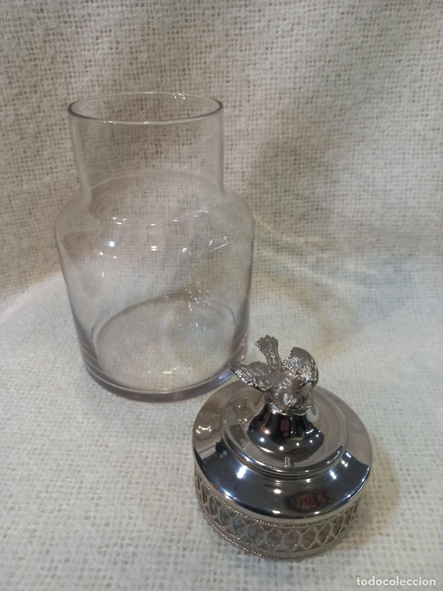 Vintage: BOTE-CRISTAL multiusos (tapa cromo) p&aacute;jaro - Foto 2
