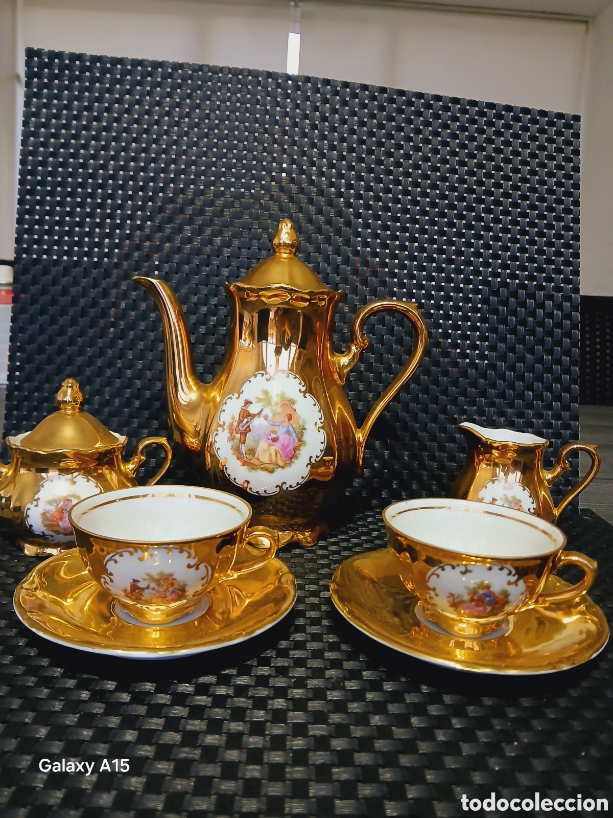 Vintage: juego de caf&eacute; de porcelana dorado