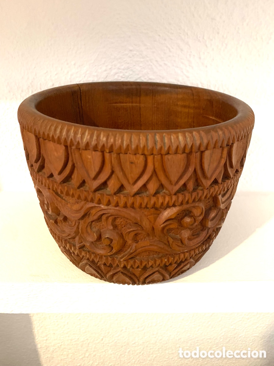 Vintage: CUENCO VINTAGE TALLADO EN MADERA. - Foto 3