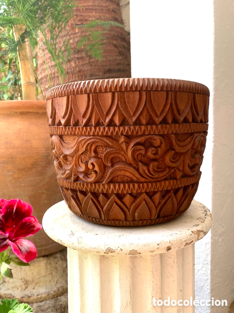 Vintage: CUENCO VINTAGE TALLADO EN MADERA. - Foto 8