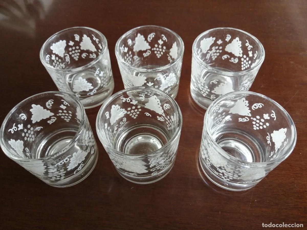 Vintage: Vasos de chupito de licor de cristal decorado. 6 unidades