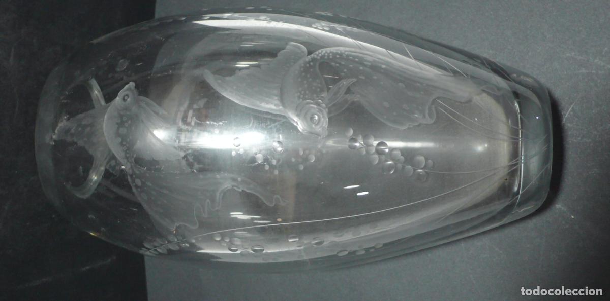 Vintage: JARRON DE CRISTAL CON PECES - Foto 3