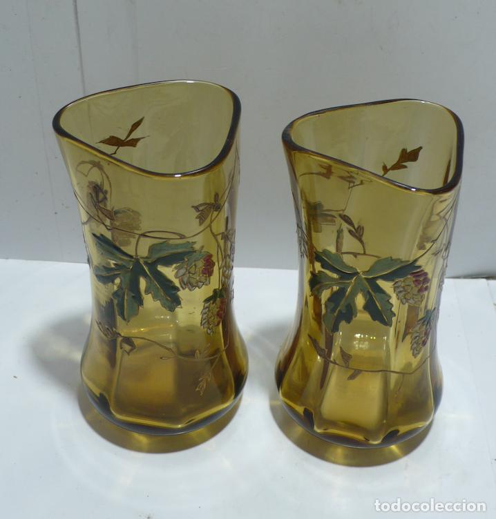 Vintage: PAREJA DE JARRONES DE CRISTAL - Foto 2