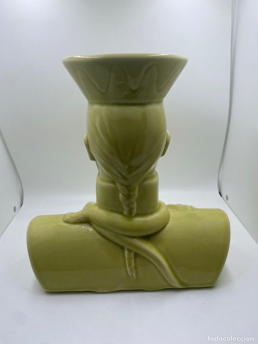Vintage: Jarr&oacute;n de busto asi&aacute;tico chartreuse - Foto 4