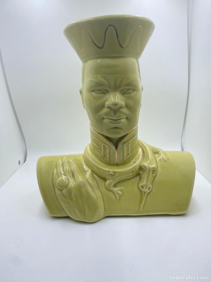 Vintage: Jarr&oacute;n de busto asi&aacute;tico chartreuse - Foto 5