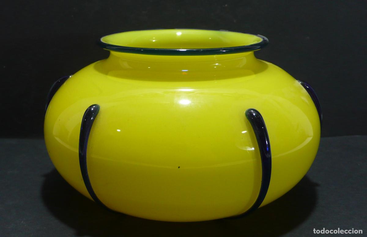 Vintage: CUENCO DE CRISTAL AMARILLO - Foto 1