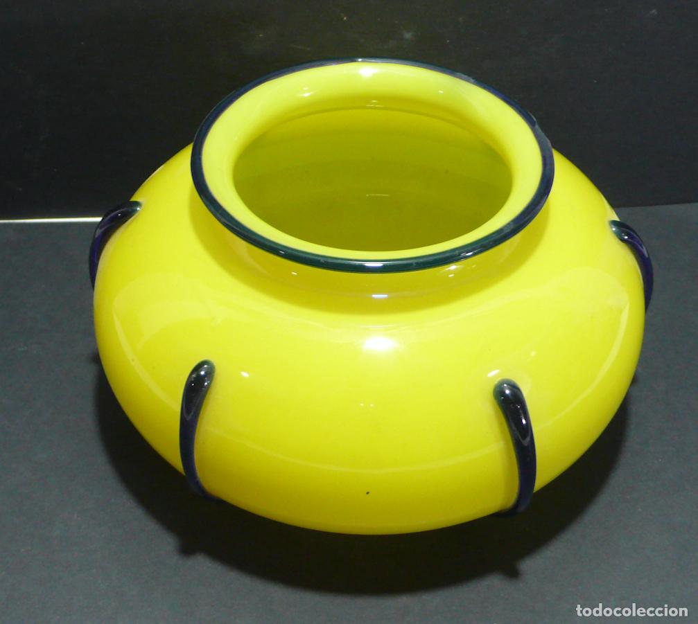 Vintage: CUENCO DE CRISTAL AMARILLO - Foto 2