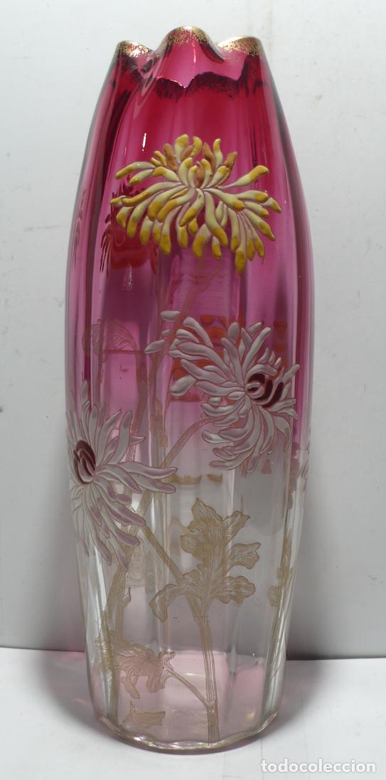 Vintage: JARRON DE CRISTAL ESMALTADO - Foto 1