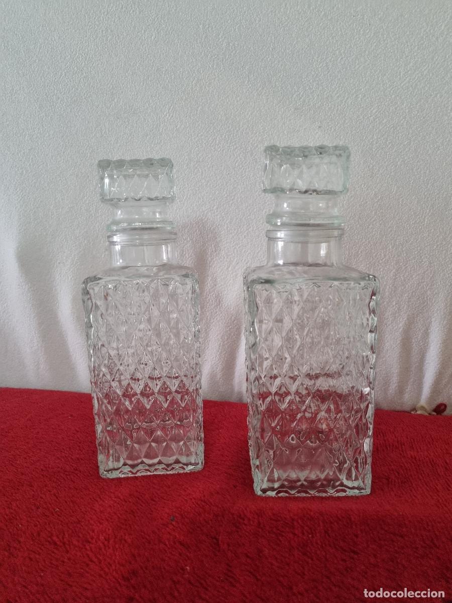 Vintage: 2 BOTELLAS CRISTAL LABRADO - Foto 1