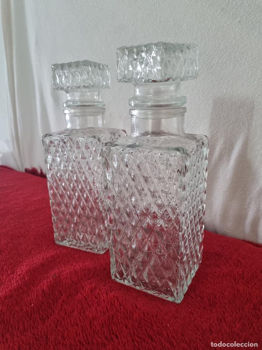 Vintage: 2 BOTELLAS CRISTAL LABRADO - Foto 2