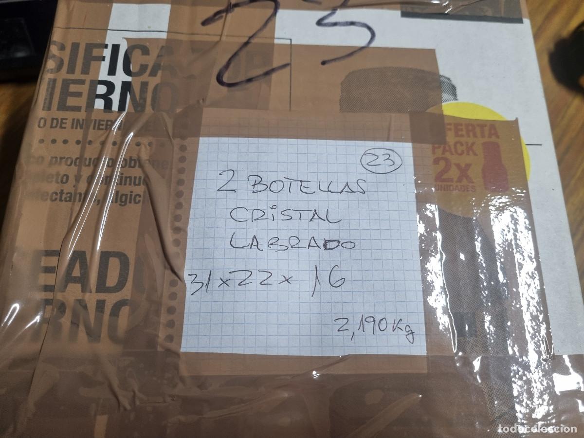 Vintage: 2 BOTELLAS CRISTAL LABRADO - Foto 5