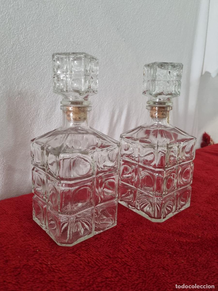 Vintage: 2 BOTELLAS CRISTAL LABRADO - Foto 2