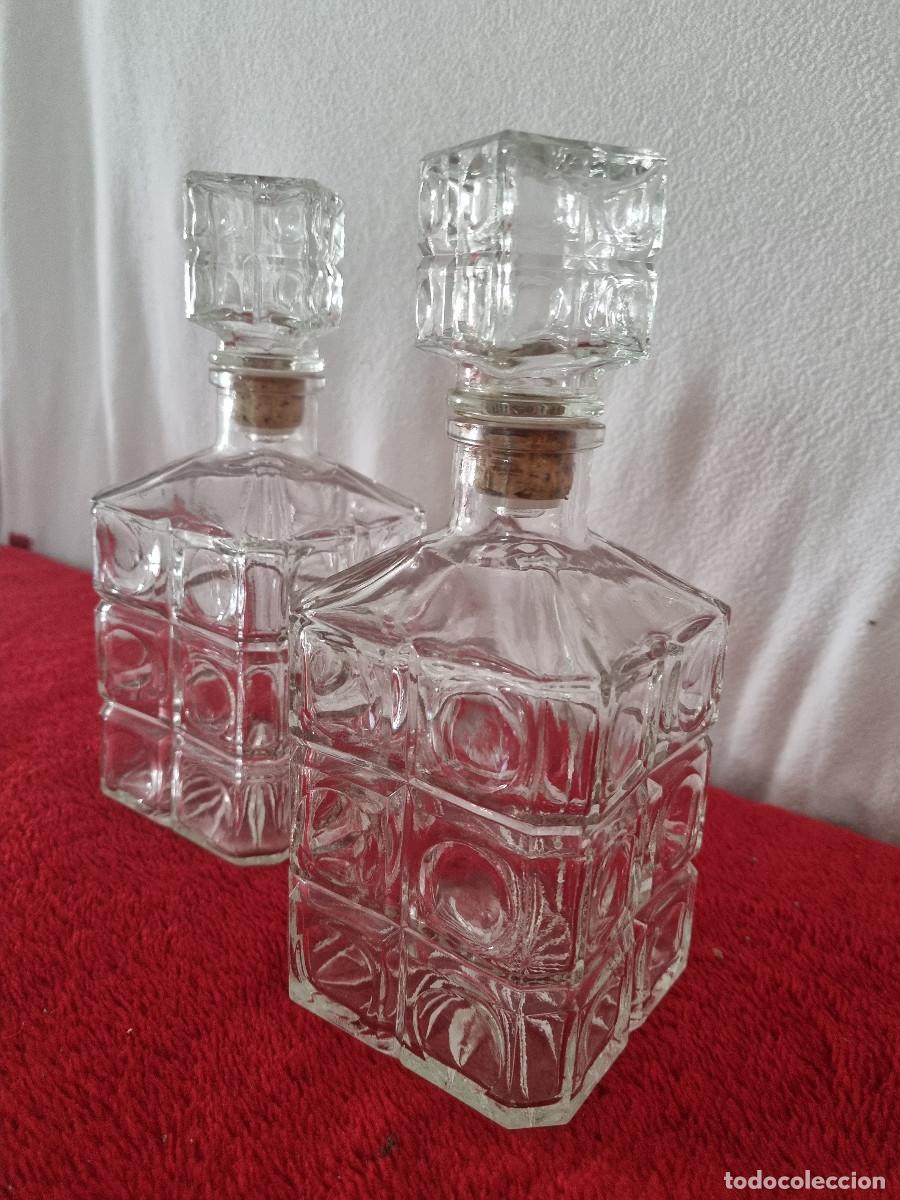 Vintage: 2 BOTELLAS CRISTAL LABRADO - Foto 3
