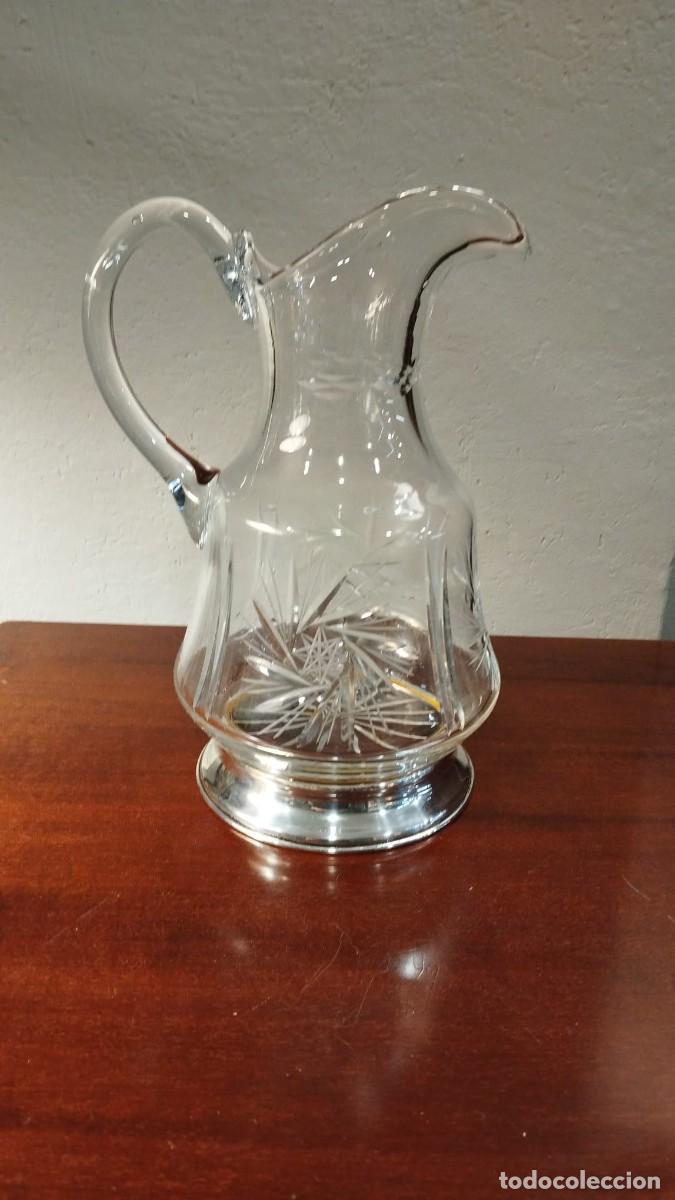 Vintage: JARRA DE CRISTAL CON PIE DE PLATA - Foto 1