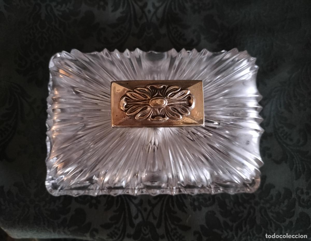 Vintage: MANTEQUERA RECTANGULAR DE CRISTAL CON POMO DE PLATA CONTRASTADA - Foto 6