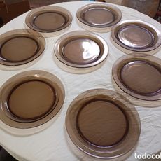 Platos De Postre Duralex - Lote De 6 Unidades De 19 Cm En Color Gris/marrón - Vidrio Templado Resistente