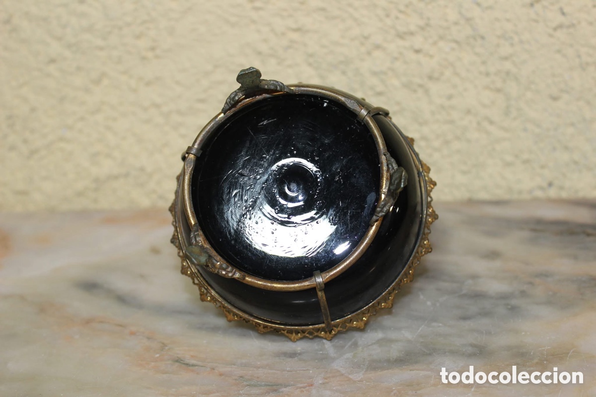 Vintage: Cesta de opalina negra Mary Gregory - Foto 7