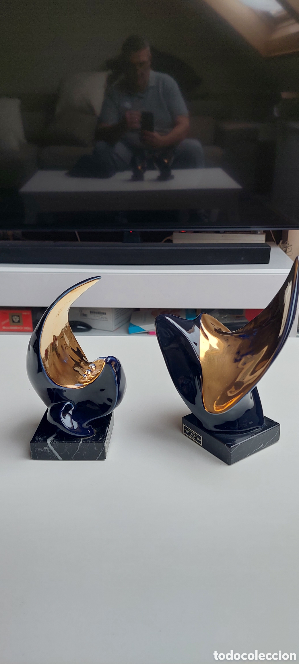 Vintage: 2 Figuras Galos marmol. - Foto 9