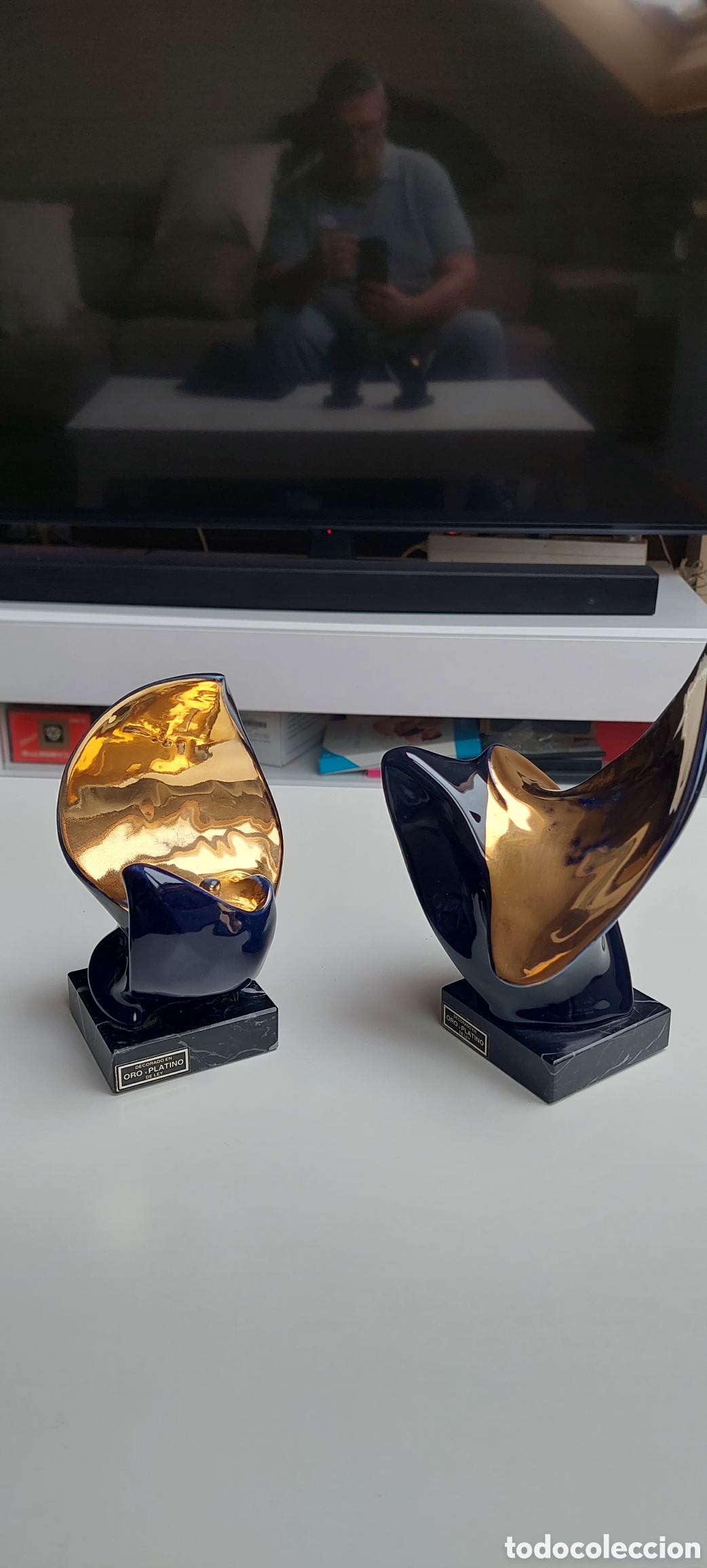Vintage: 2 Figuras Galos marmol. - Foto 10