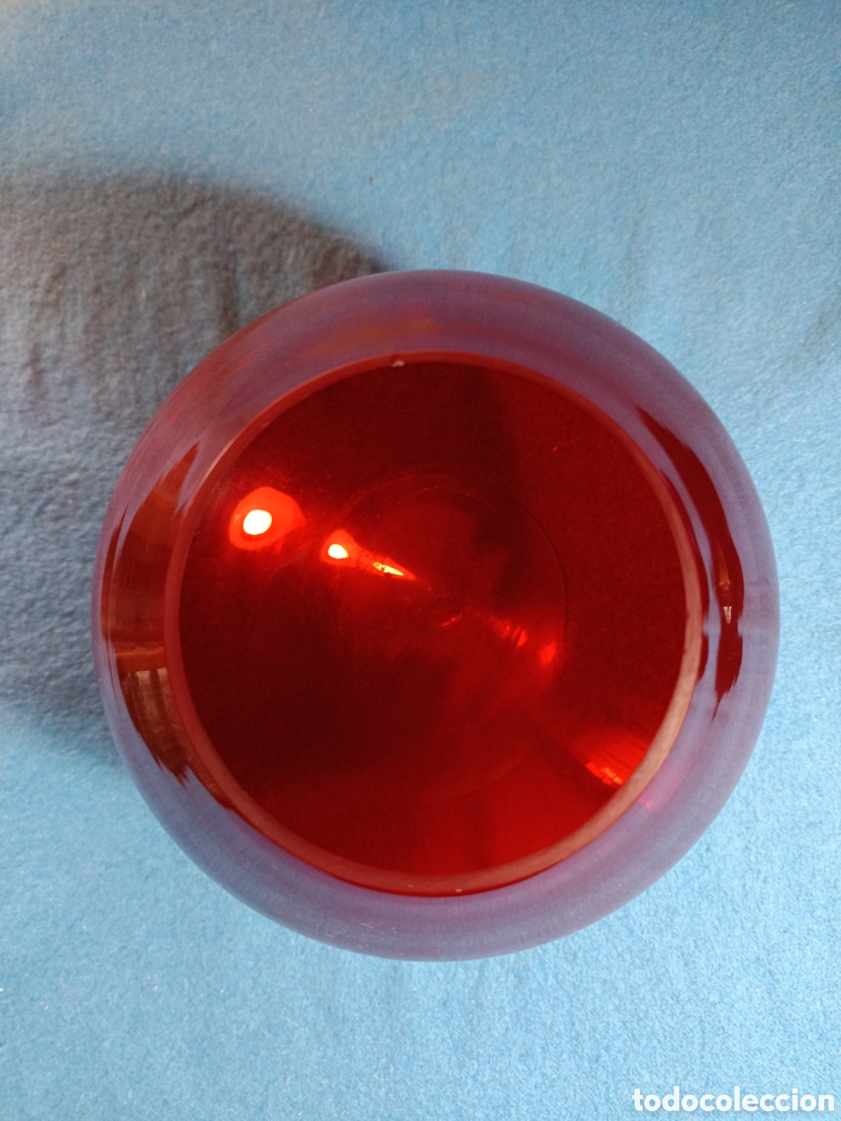 Vintage: Gran copa de co&ntilde;ac o centro rojo con base transparente. - Foto 5