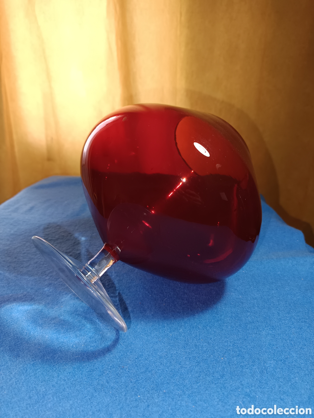 Vintage: Gran copa de co&ntilde;ac o centro rojo con base transparente. - Foto 7