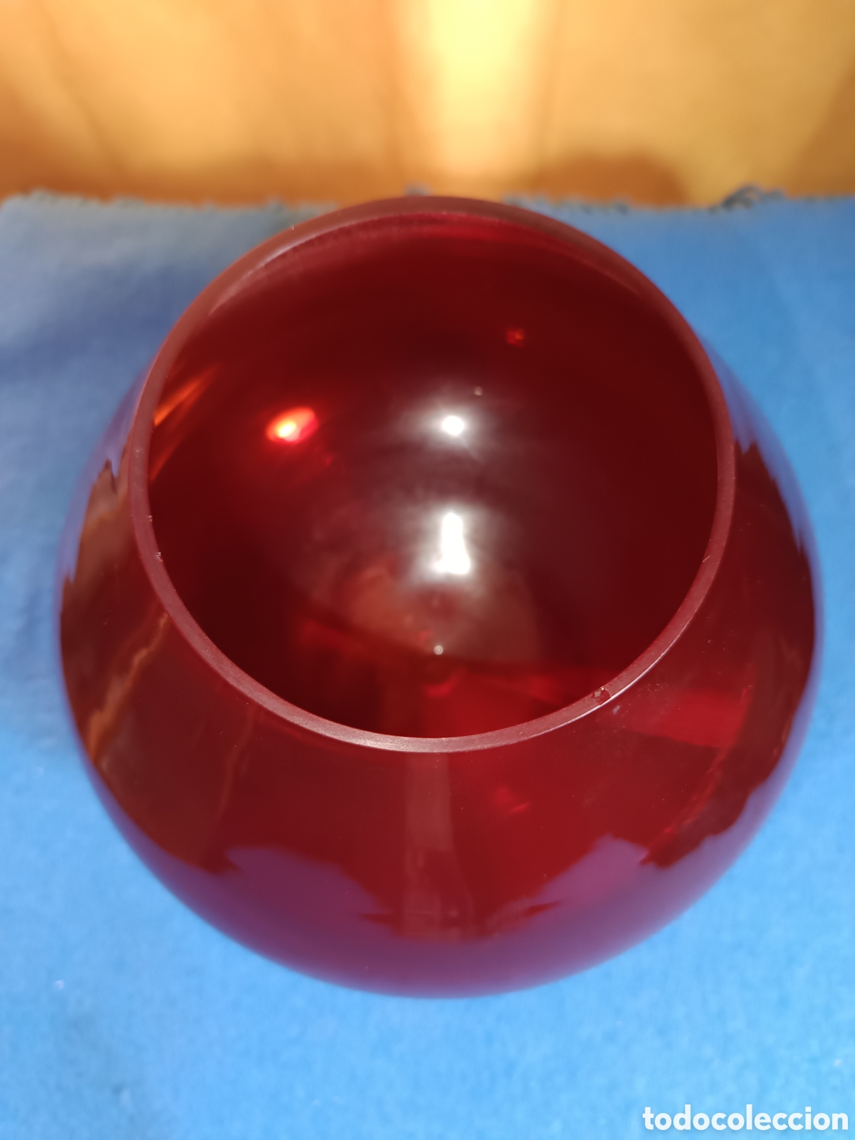Vintage: Gran copa de co&ntilde;ac o centro rojo con base transparente. - Foto 8