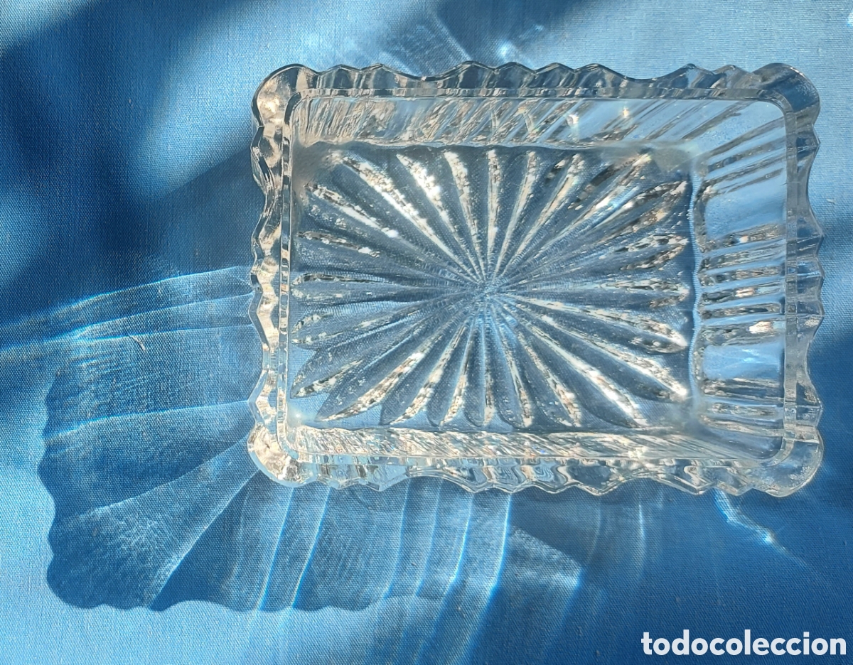 Vintage: Bonito cenicero de cristal tallado rectangular - Foto 1