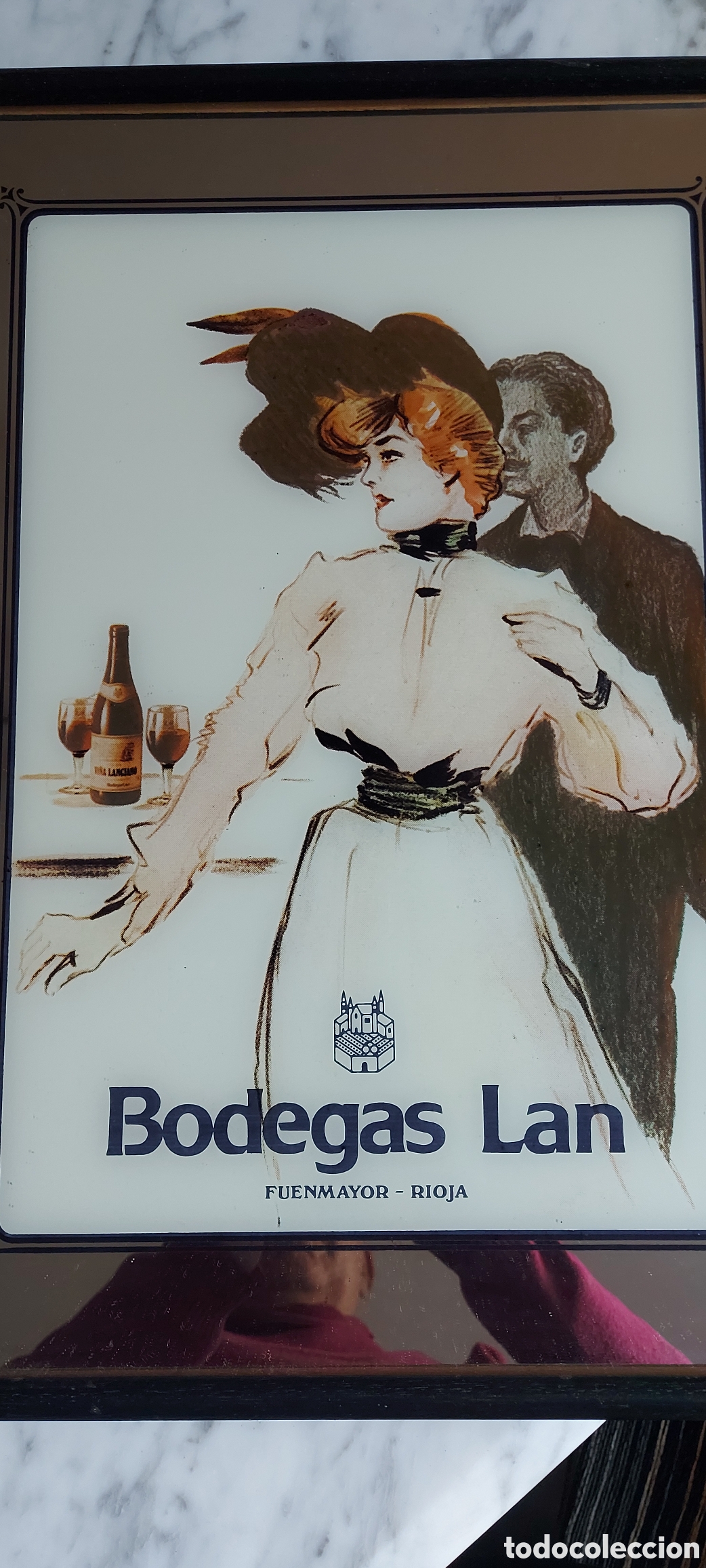 Vintage: CUADRO DE CRISTAL ANTIG&Uacute;O DE BODEGAS LAN - Foto 1