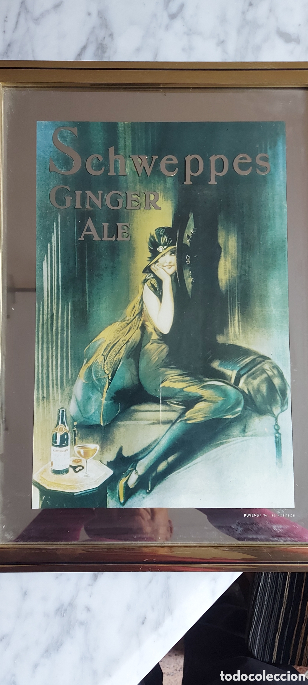 Vintage: CUADRO DE CRISTAL SCHWEPPES GINGER ALE - Foto 1