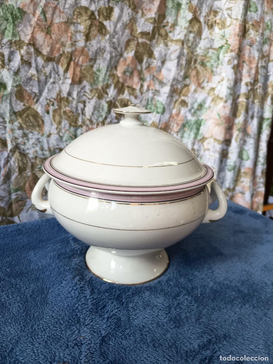 Vintage: Sopera filo oro y rosa - Foto 1