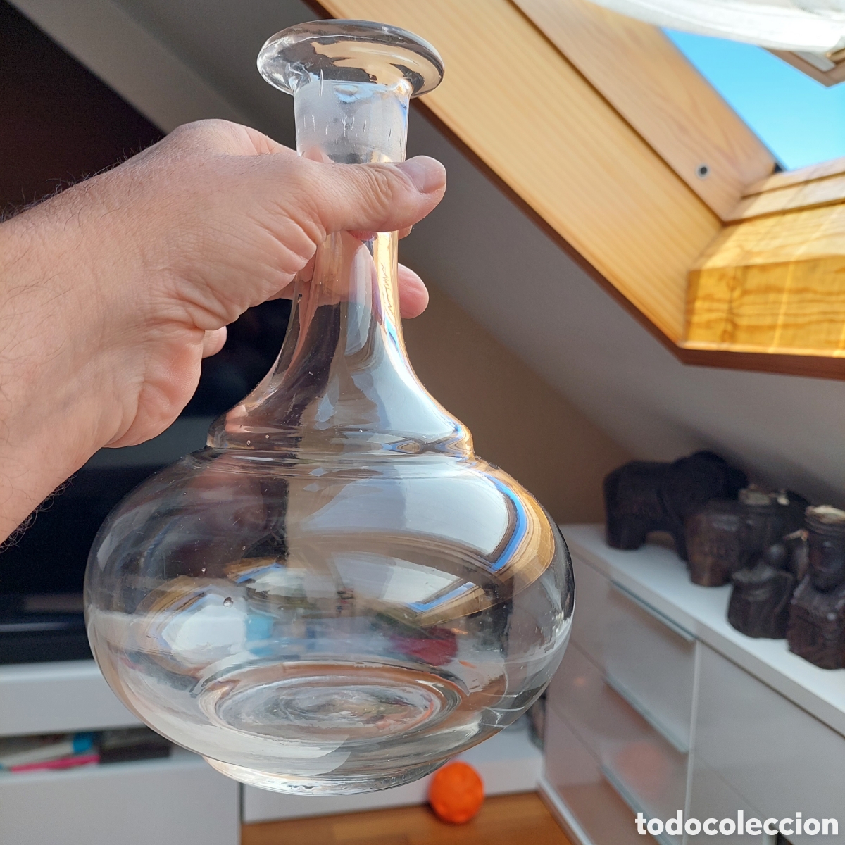 Vintage: Botella redonda cristal. - Foto 5