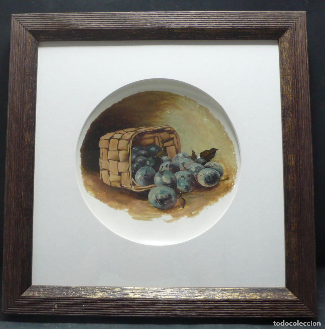 Vintage: BODEGON PINTADO EN PLATO - Foto 1