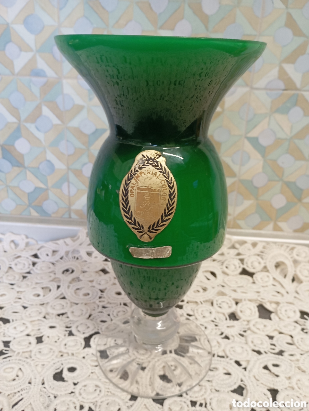 Vintage: Jarr&oacute;n opalina verde - Foto 1