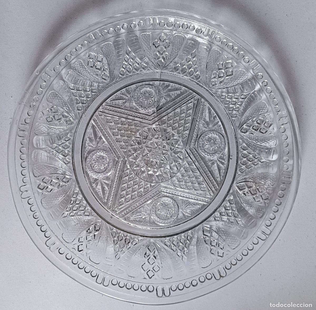 Vintage: Plato de cristal prensado a&ntilde;os 50 - 60