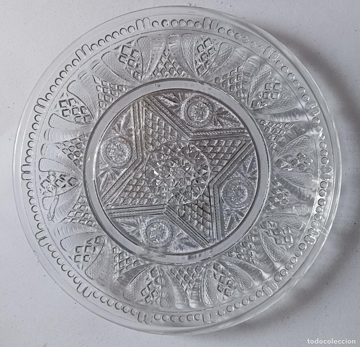 Vintage: Plato de cristal prensado a&ntilde;os 50 - 60