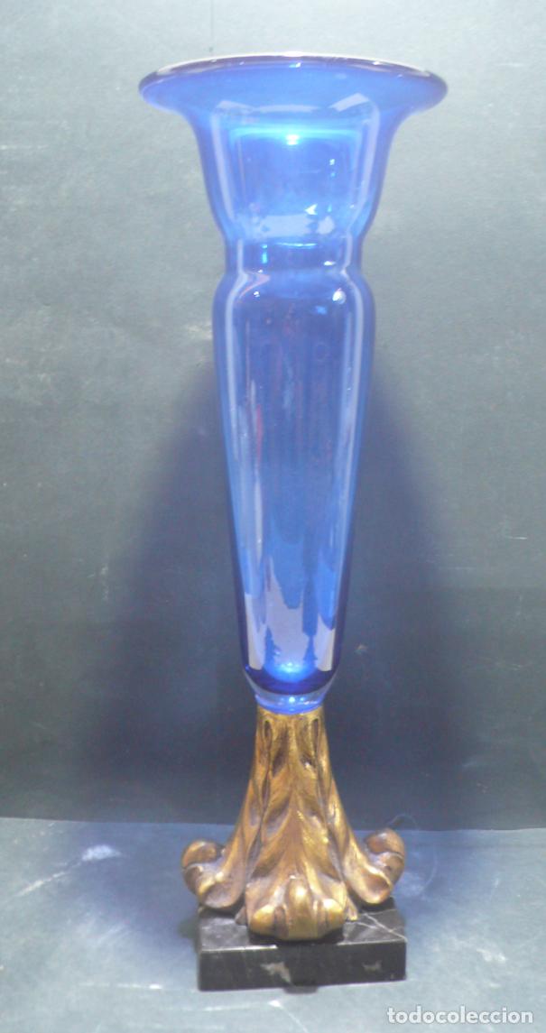 Vintage: FLORERO DE CRISTAL CON PIE DE BRONCE - Foto 1