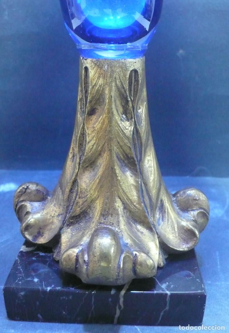 Vintage: FLORERO DE CRISTAL CON PIE DE BRONCE - Foto 4