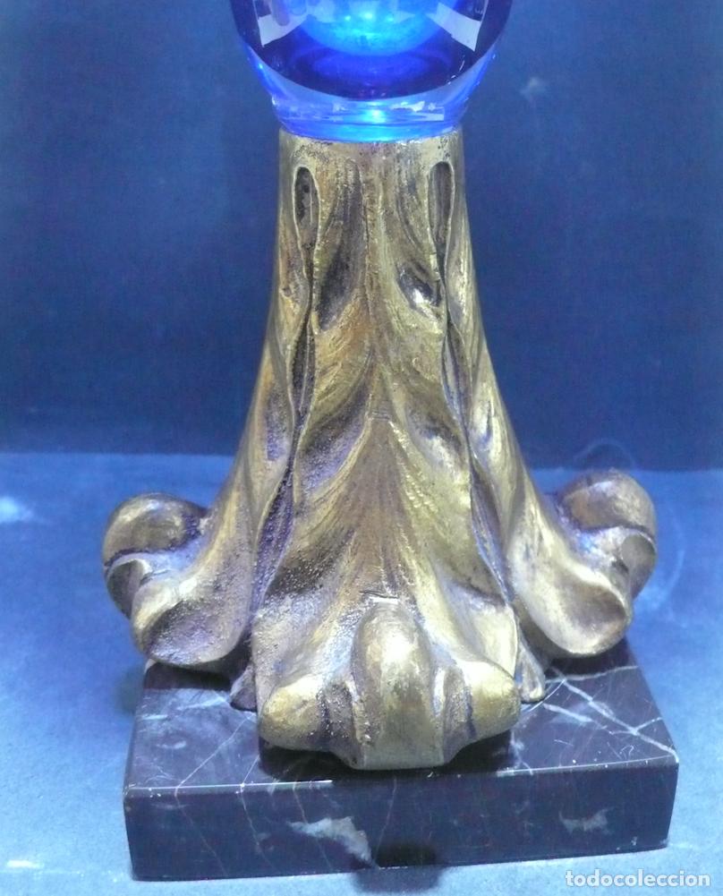 Vintage: FLORERO DE CRISTAL CON PIE DE BRONCE - Foto 5