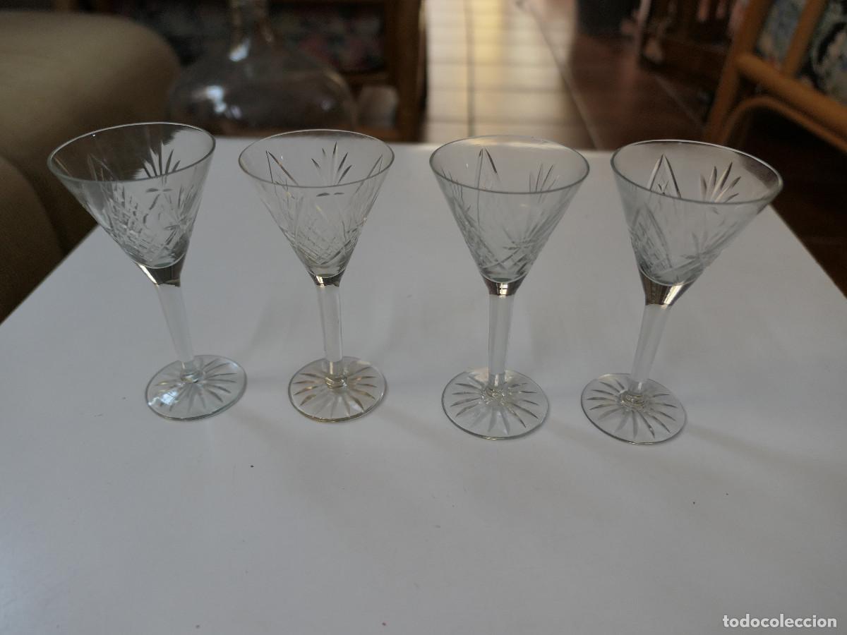 Vintage: 4 copas de cristal tallado - Foto 1