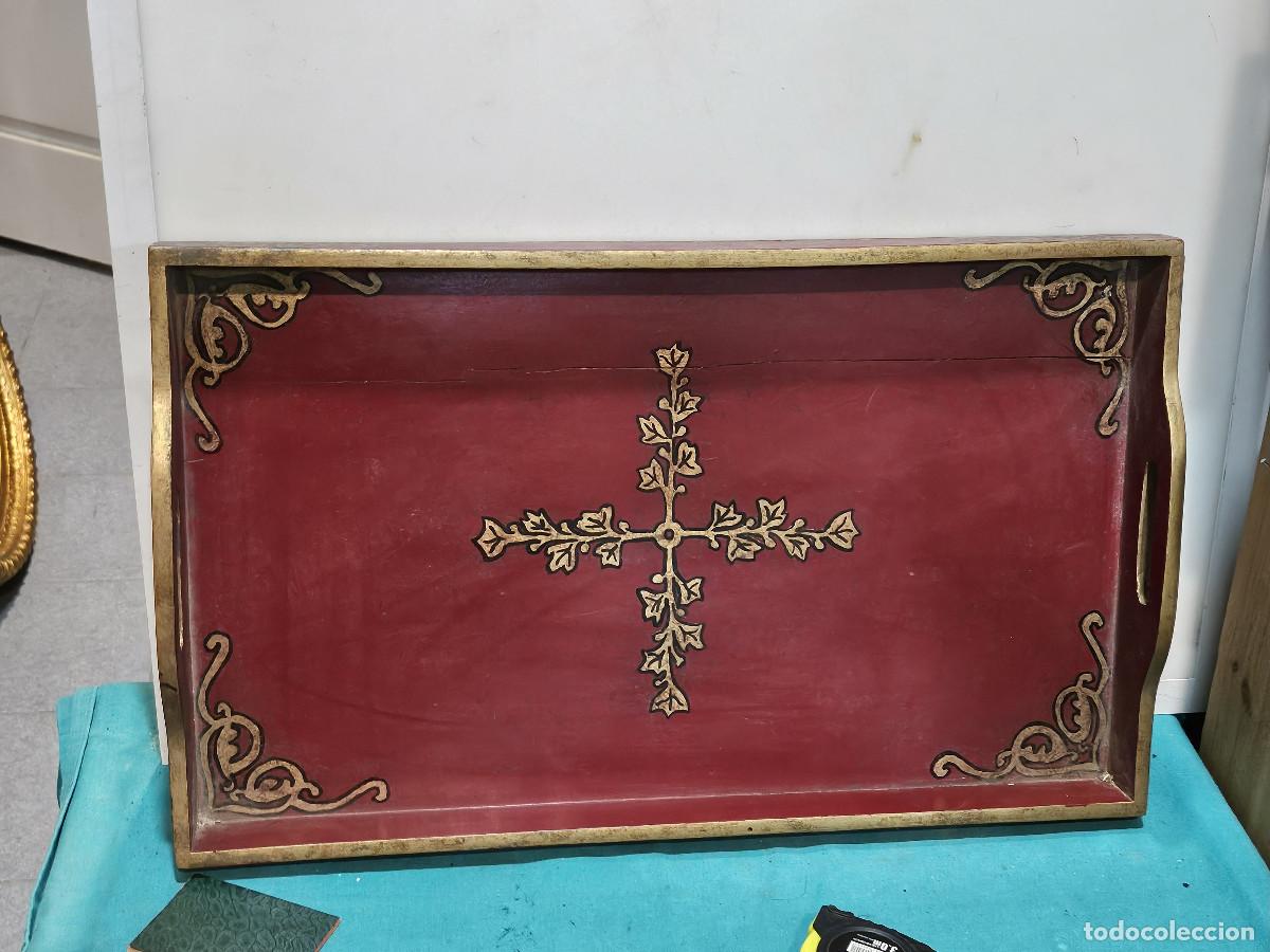 Vintage: bandeja de madera policroamada - Foto 1