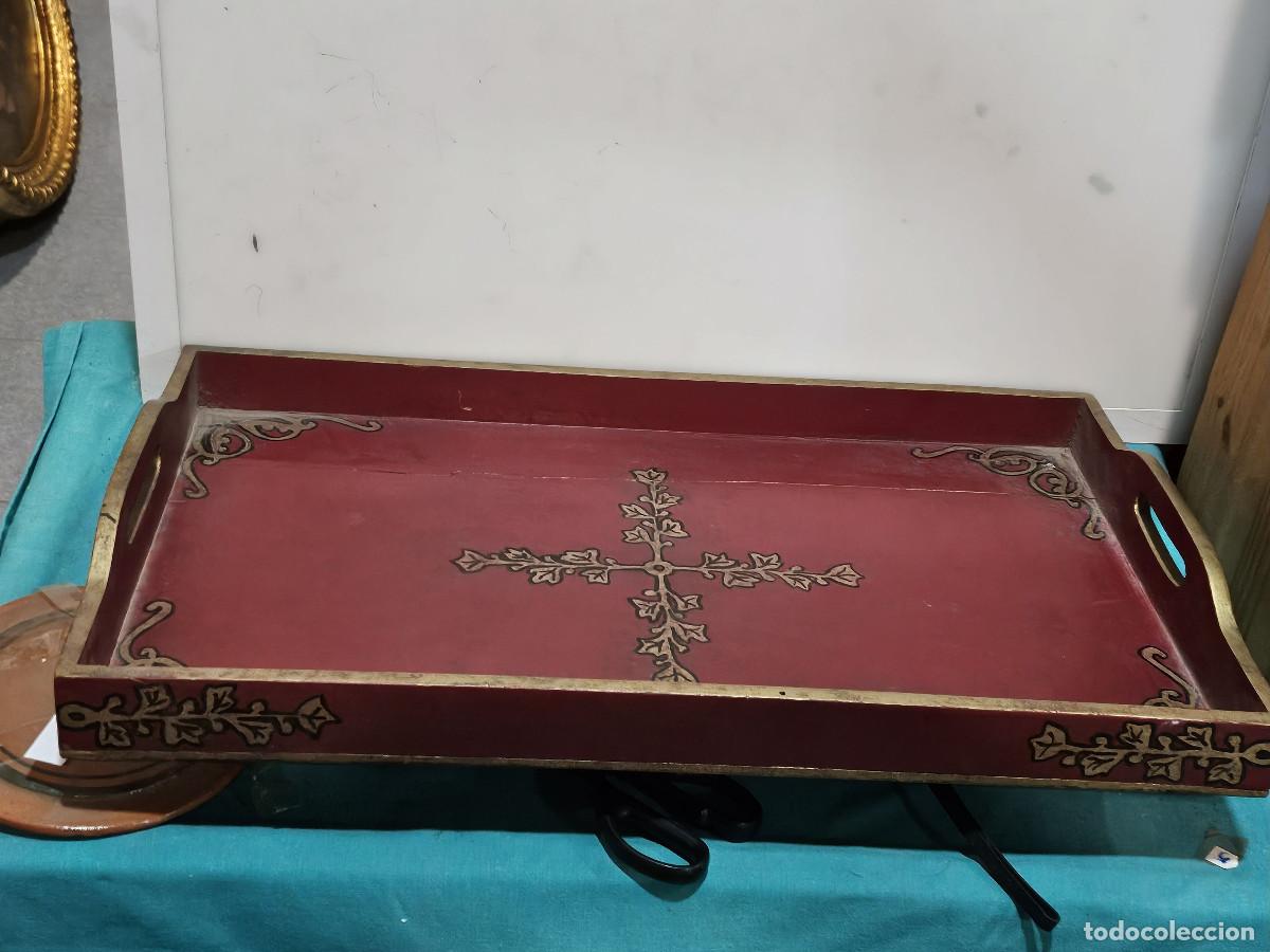 Vintage: bandeja de madera policroamada - Foto 3