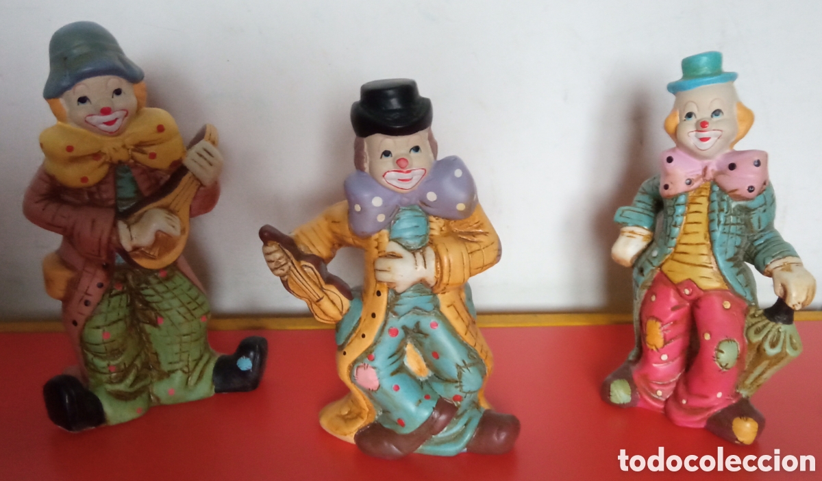 Vintage: LOTE DE 3 PAYASOS CER&Aacute;MICA IMPORTADA 90'S.NUEVOS.