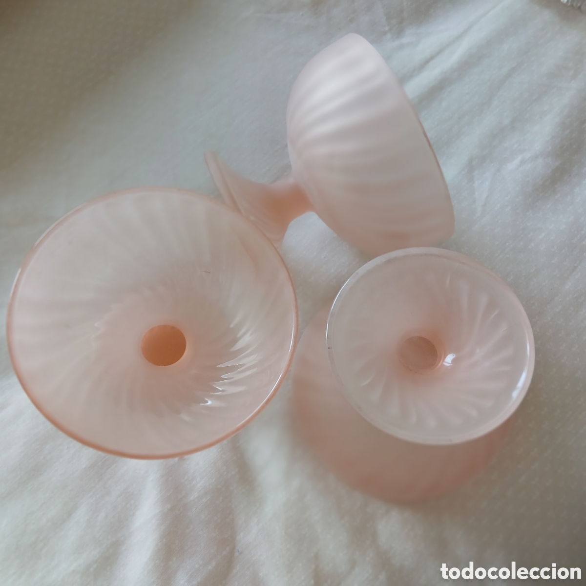 Vintage: 2 Copas Luminarc Remolino Rosa Esmerilado