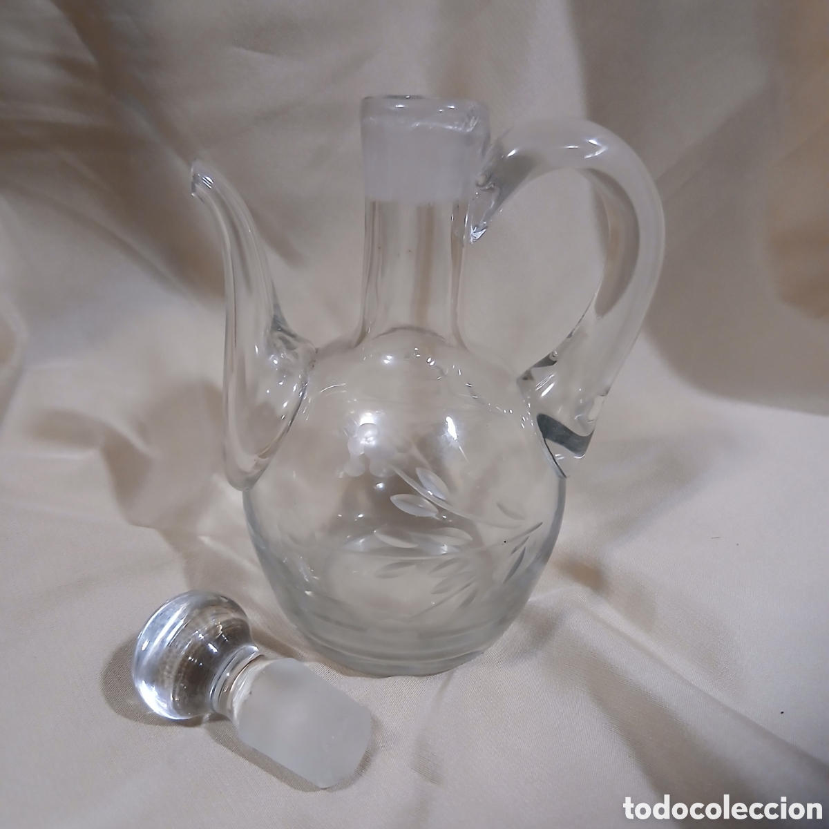 Vintage: Vinagrera Cristal Vintage Tapa Esmerilada