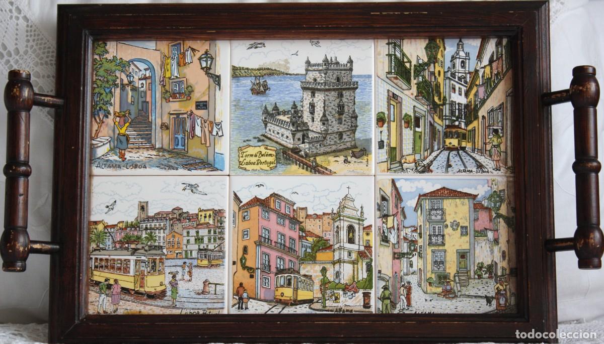 Vintage: BANDEJA BALDOSAS DE CER&Aacute;MICA PORTUGUESA