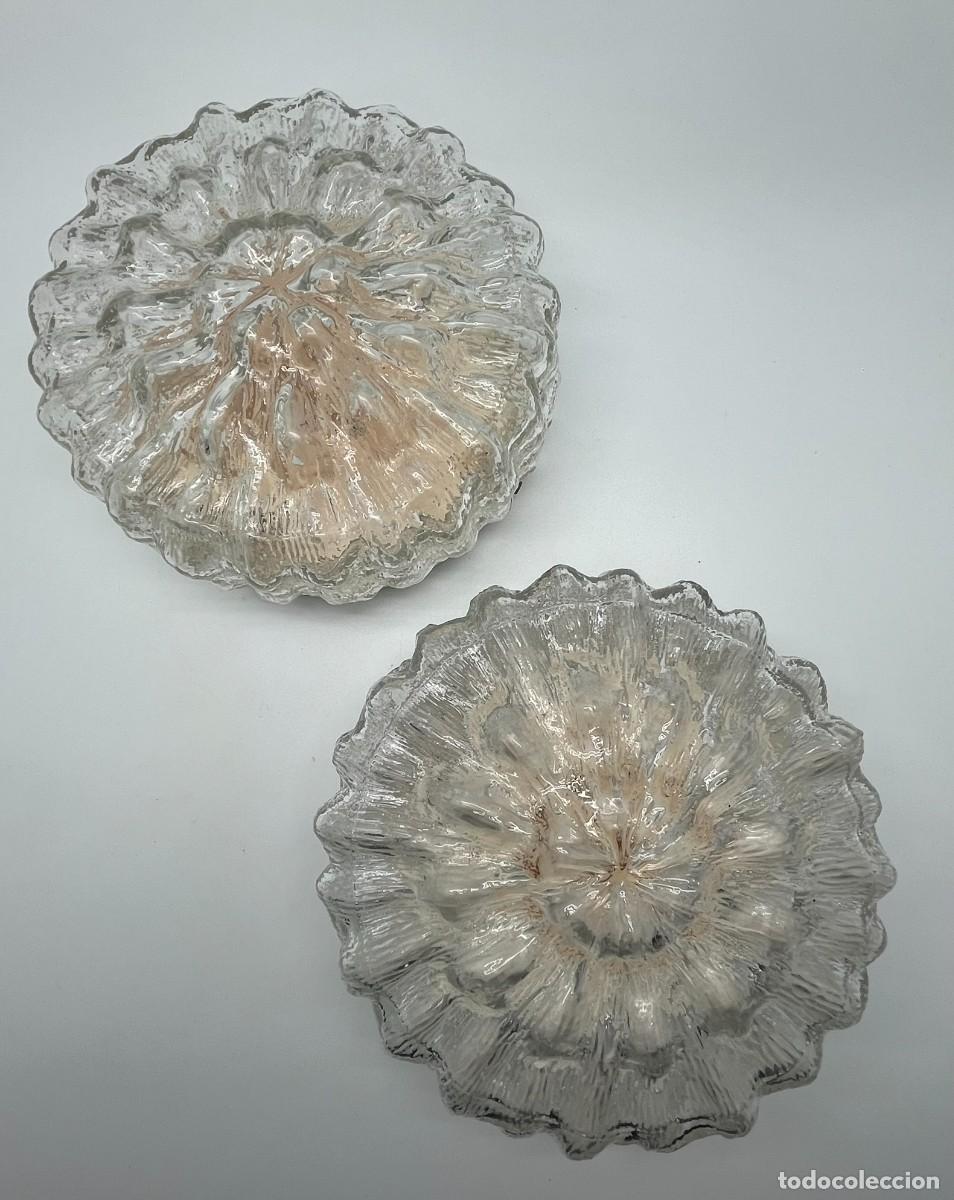 Vintage: Pareja de plafones vintage de cristal brutalistas